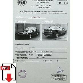 1995 Alfa Romeo 155 (M.Y. 1995) FIA homologation form PDF download